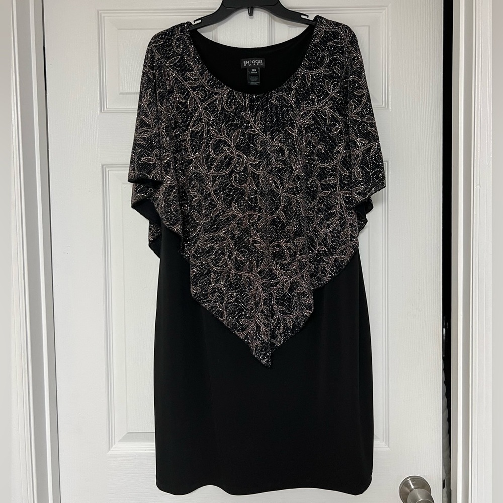 Enfocus Studio Black and Silver Asymmetrical Dress